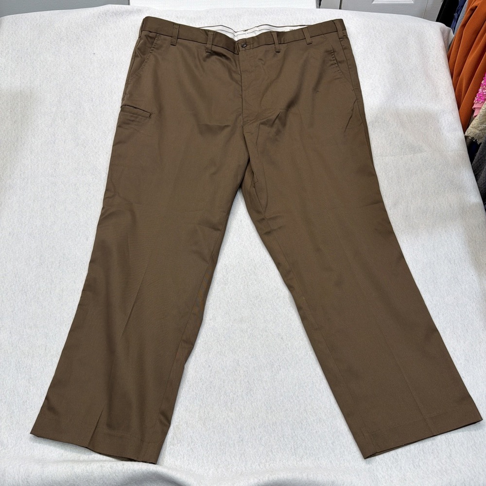 WearGuard UPS Work Pants Men 46x30 Brown Flat Front Utility Cargo Uniform Chinos